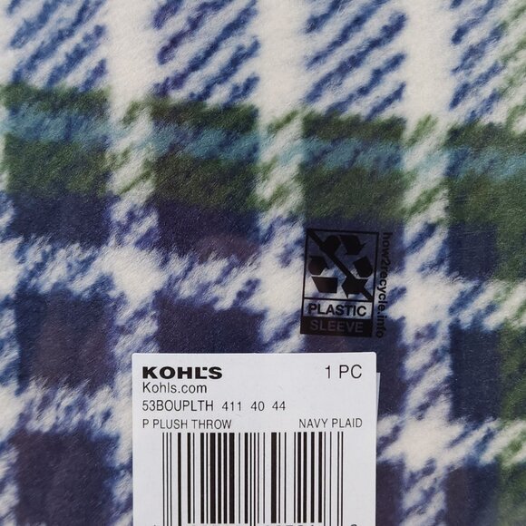 The Big One Navy Green Plaid Oversized Plush Throw Blanket 5x6 Ft Soft Polyester - Picture 6 of 9